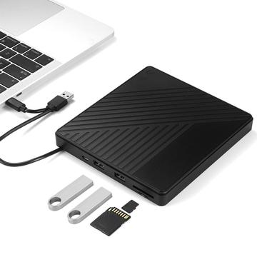 005 Lecteur optique externe USB-C/USB avec lecteur de cartes SD/TF - Lecture et gravure de CD/DVD