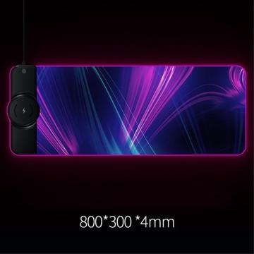 10 Modes d\'Eclairage Grand Clavier RGB Light Tapis de Souris avec Chargeur Sans Fil pour Téléphone - Colorful/15W