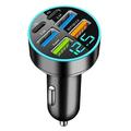 Chargeur rapide de voiture PD/QC3.0 à 6 ports 100W - 2x USB-C, 4x USB-A - Noir