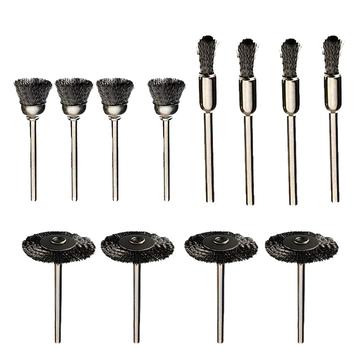 12 Pcs. Ensemble de brosses métalliques pour l\'élimination de la rouille et le polissage - tige de 3mm