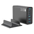 Chargeur de bureau GaN 135W / Station de charge haute vitesse à 6 ports - 3x USB-C, 3x USB-A - Noir