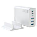 Chargeur de bureau GaN 135W / Station de charge haute vitesse 6 ports - 3x USB-C, 3x USB-A - Blanc
