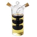 Bouteille distributrice d'huile et de vinaigre 2-en-1 en verre - Capacité 350ml/80ml - Sans BPA