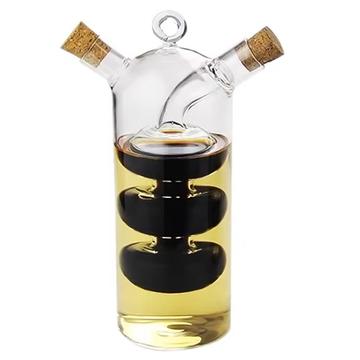 Bouteille distributrice d\'huile et de vinaigre 2-en-1 en verre - Capacité 350ml/80ml - Sans BPA