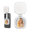 Lampe LED magnétique 2-en-1 pour selfie avec miroir de maquillage - Blanc