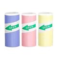 3 rouleaux de papier thermique autocollant pour imprimantes - 57x25mm - Bleu / Rose / Jaune