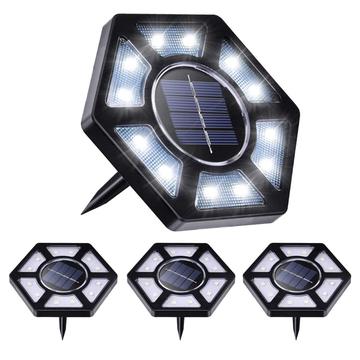 Lot de 4 lampes solaires de sol / lampes de jardin étanches - 12 LED blanches