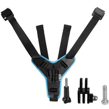 Support de menton 4-en-1 pour GoPro sur casque de moto - Bleu