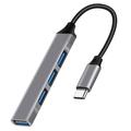 Hub USB-C 4-en-1 avec 1x USB 3.0 + 3x USB 2.0 - Gris
