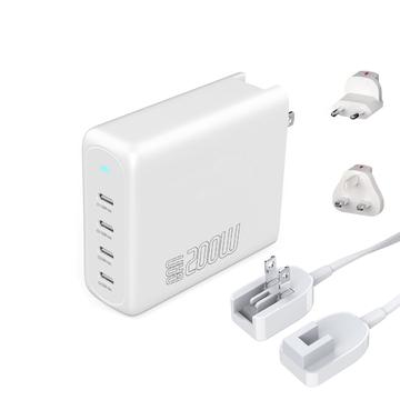 Chargeur de bureau / mur 4smarts GaN Flex Pro 200W - 4x USB - Blanc