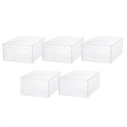 5 Pcs. Plastic Shoe Boxes / Sneaker Boxes (Open Box - Bulk) - Transparent