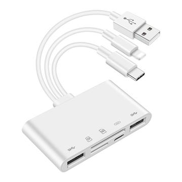 Hub USB OTG 5-en-1 / lecteur de cartes avec ports Lightning, USB-C, USB-A