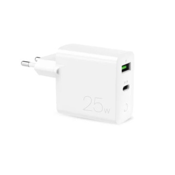 Chargeur mural rapide Puro PD - 25W, USB-A, USB-C - Blanc