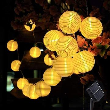 20 LED Lampe Lanterne Solaire IP65 Etanche Bande Lumineuse Décorative Suspendue pour l\'Extérieur Cour Festival - 5m