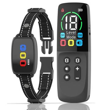 760 Pro Collier anti aboiement pour chien avec écran couleur - Vibration et son Auto Trainer - Noir