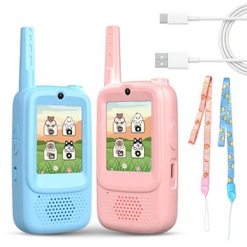 A1 Kids Video Walkie Talkie avec changeur de voix et partage de photos - 2 Pcs. - Rose / Bleu