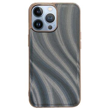 Coque iPhone 14 Pro en TPU Revêtue Série Abstract - Gris