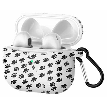 Étui en silicone à motifs AirPods 3 avec mousqueton - Noir / Blanc