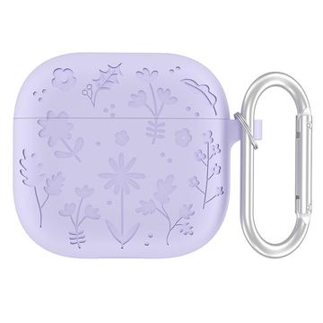 Étui en silicone liquide AirPods 4 avec mousqueton - violet clair