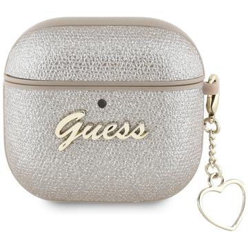 Étui AirPods 4 Guess Metallic Script Charm - Or