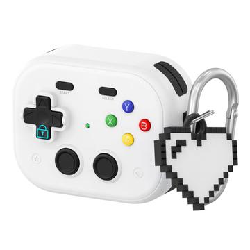 AirPods Pro 3 Étui en plastique style console de jeu vintage avec pendentif en forme de cœur - Blanc