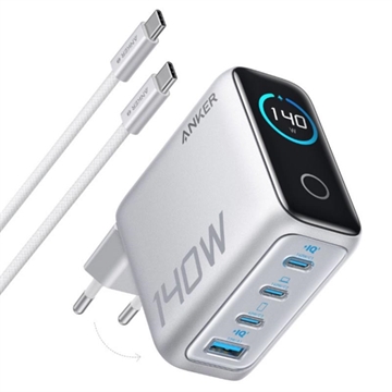 Chargeur de bureau Anker Zolo 140W GaN avec câble USB-C - Argenté