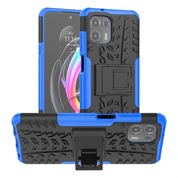 Coque Hybride Motorola Edge 20 Lite Antidérapante avec Béquille - Bleue / Noire