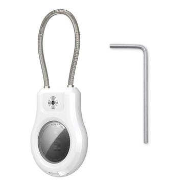 Étui Apple AirTag/AirTag 2 avec bracelet en acier inoxydable - Blanc