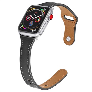 Bracelet Apple Watch Series Ultra 3/2/Ultra/11/10/9/8/SE 3/(2022)/7/SE/6/5/4/3/2/1 en Cuir Premium - 46mm/45mm/44mm/42mm - Noir