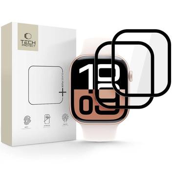 Protecteur d\'écran Apple Watch Series 11/10 Tech-Protect Glass Flex+ Hybrid - 42mm - 2 Pcs. - Bord noir