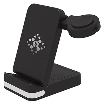 B-27 Chargeur sans fil pliable 3-en-1 avec veilleuse - 15W