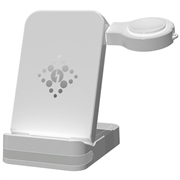 B-27 Chargeur sans fil pliable 3-en-1 avec veilleuse - 15W - Blanc