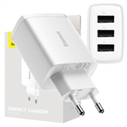 Baseus Compact Quick Charger CCXJ020102, 3x USB, 17W - Blanc