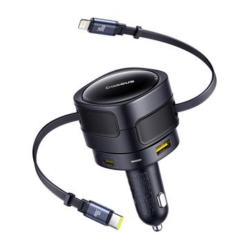 Chargeur de voiture Enjoyment Max 90W de Baseus avec câbles USB-C et Lightning - Noir
