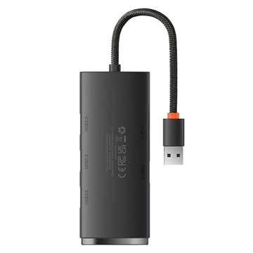 Baseus Lite Series Hub 4in1 WKQX030001 USB vers 4x USB 3.0, 25cm - Noir
