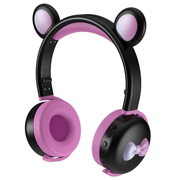 Casque Bluetooth BK7 avec LED Bear Ear - Noir
