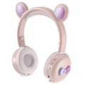 Casque Bluetooth BK7 avec LED Bear Ear - Rose