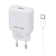 Chargeur USB-C GaN avec câble USB-C Beline PD 3.0 pour iPhone 15 / Plus / Pro / Max - 30W - Blanc
