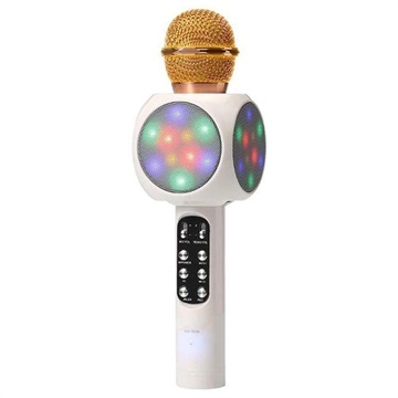 Microphone Karaoké Bluetooth avec Lumière LED WS1816 - Blanc
