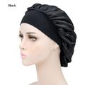 Bonnet de nuit respirant en satin de soie pour les cheveux - Noir