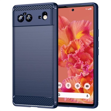 Coque Google Pixel 6 en TPU Brossé - Fibre de Carbone