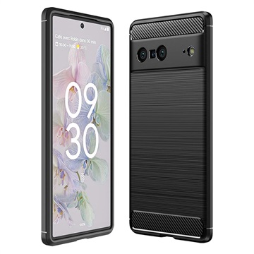 Coque Google Pixel 7 en TPU Brossé - Fibre de Carbone - Noire