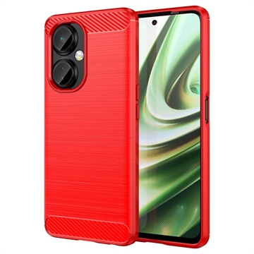 Coque OnePlus Nord CE 3 Lite/N30 en TPU Brossé - Fibre de Carbone - Rouge