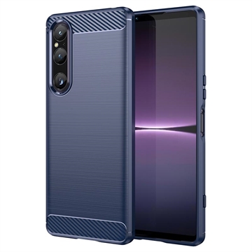 Coque Sony Xperia 1 V en TPU Brossé - Fibre de Carbone