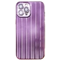 Coque iPhone 14 Pro en TPU Brossé avec Protecteur Objectif - Violete