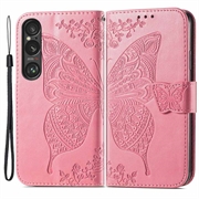 Étui Portefeuille Sony Xperia 1 VI - Série Butterfly - Rose