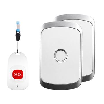 Alarme de surveillance des personnes âgées C20 - 1 bouton d\'appel, 2 récepteurs - Argent