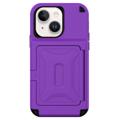Coque Hybride iPhone 14 avec Miroir et Porte-Cartes - Violete