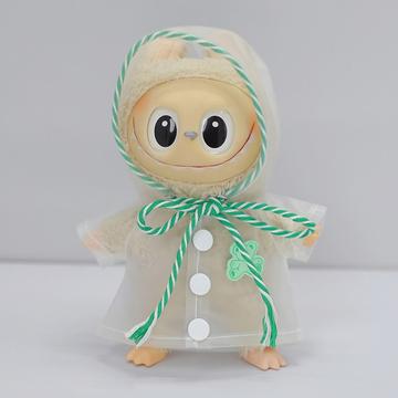 Imperméable à capuche imprimé ourson pour poupée Labubu 17cm