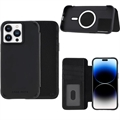 Étui Portefeuille en Cuir iPhone 14 Pro Max - Case-Mate MagSafe - Noir